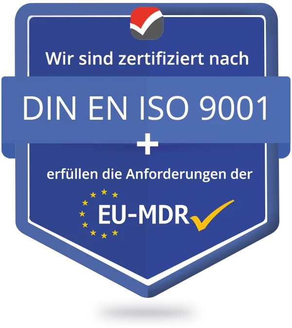 Zertifiziert nach DIN EN ISO 9001, erfüllt die Anforderungen der EU-MDR