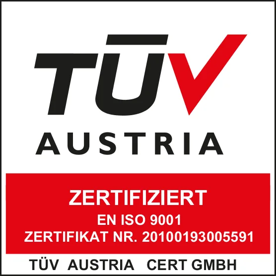TÜV Austria: zertifiziert nach EN ISO 9001